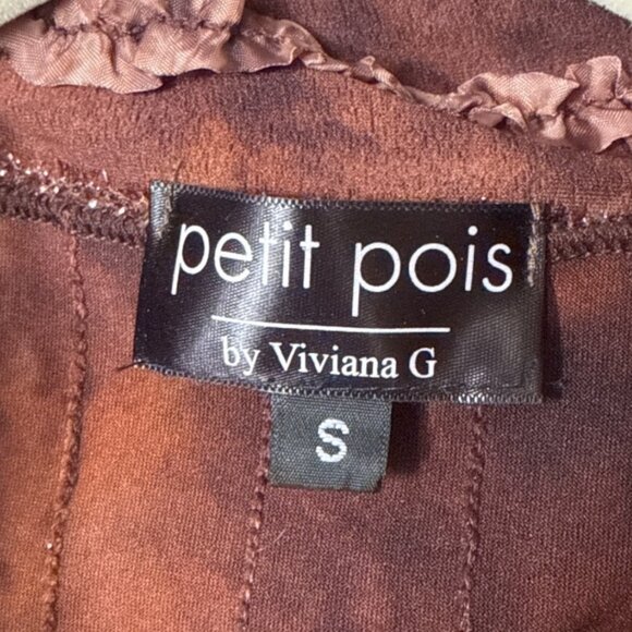 Petit Pois By Viviana G Brown Tie Dye Long Sleeve Button-Up Shirt Ruffle Stripes - Picture 3 of 7